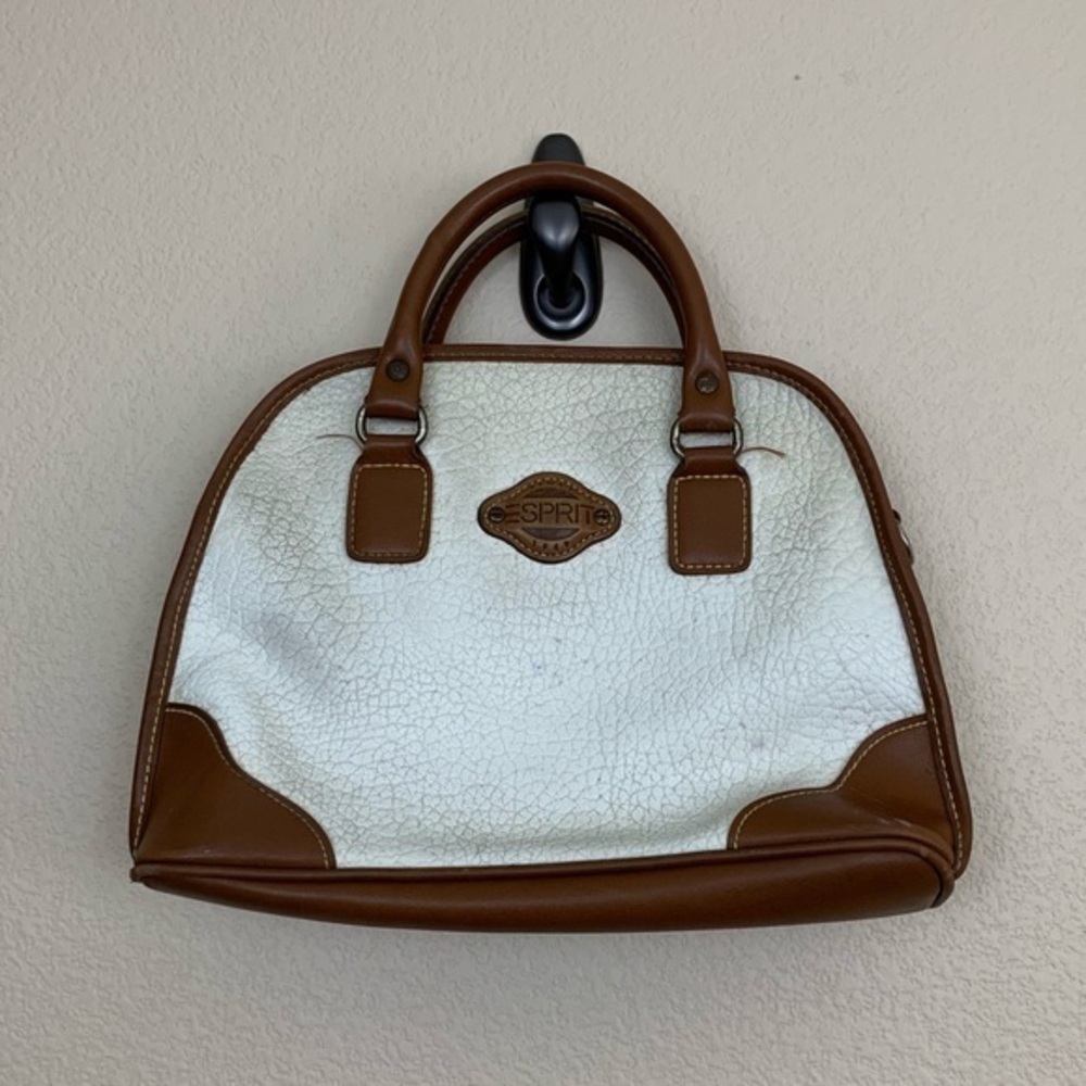 Vintage Esprit Satchel Style Bag Cream/Brown D33x